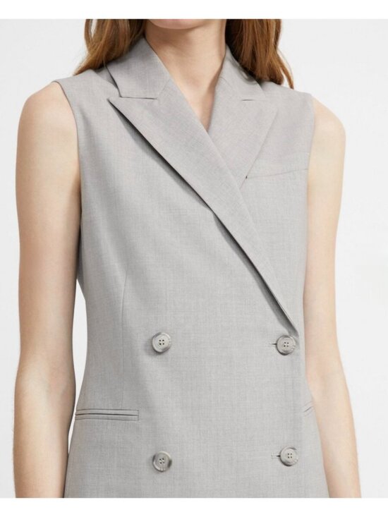 THEORY Blazer Dress Womens 4 Sleeveless Gray Stretch Wool Minimalist Tailored Of - Picture 12 of 13